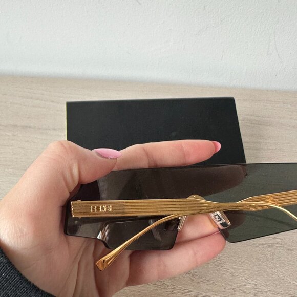 NWOT Fendi FF 0440/S Mirror Gold Sunglasses Rimless Frame Shield Shape - Picture 8 of 14